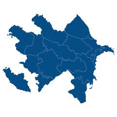 Azerbaijan map. Map of Azerbaijan in administrative provinces in blue color