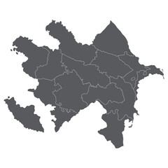 Obraz premium Azerbaijan map. Map of Azerbaijan in administrative provinces in grey color