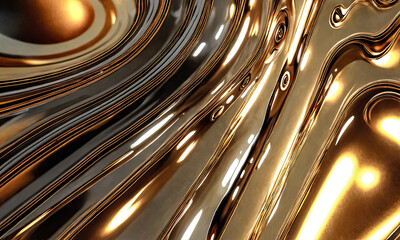 Golden Aura: Enchanting Abstract Liquid Gold Sceneries