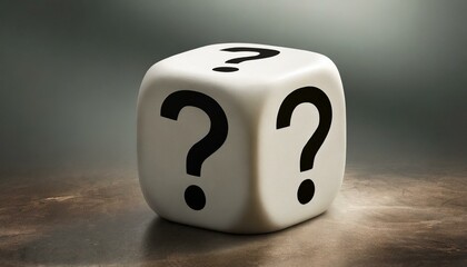 One large dice, question mark all over, simple and easy to see