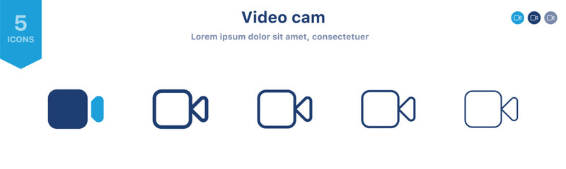 video camera icon set. camera video streaming icon button - video call symbol web icon