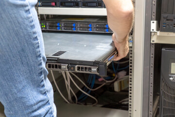 IT technical problem in server room with data connection visual effect .