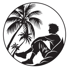 Tropical Retreat in cartoon, doodle style. Image for t-shirt, web, mobile apps and ui. Isolated 2d vector illustration in logo, icon, sketch style, Eps 10. AI Generative