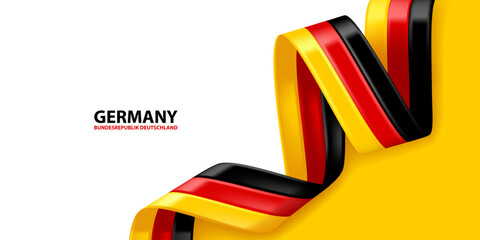 Germany ribbon flag. Bent waving ribbon in colors of the Germany national flag. National flag background design.