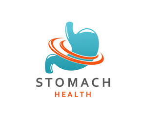 Health care stomach icon for gastroenterology clinic or digestion medicine, vector emblem. Stomach and gut care sign for digestive system treatment pills, gastro probiotic food or medical gastroscopy - 785782348