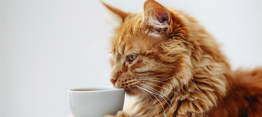 bangel cat drinking coffee