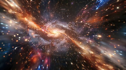 A galaxy backdrop showcasing the dynamic speed of light creates an intriguing space scene.
 - obrazy, fototapety, plakaty