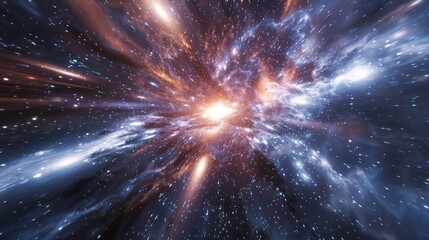 Space background featuring dynamic speed of light in a galaxy - obrazy, fototapety, plakaty