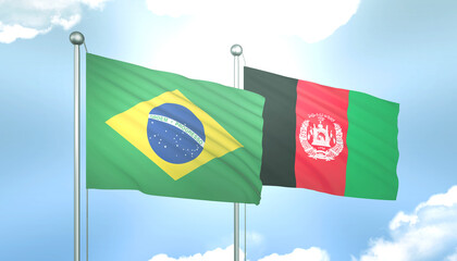 Brazil and Afghanistan Flag Together A Concept of Relations