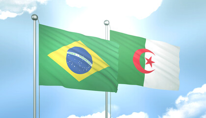 Brazil and Algeria Flag Together A Concept of Relations