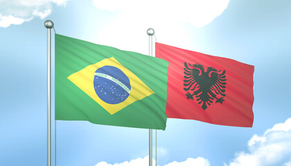 Brazil and Albenia Flag Together A Concept of Relations