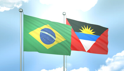 Brazil and Antigua Barbuda Flag Together A Concept of Relations