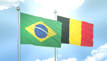 Brazil and Belgium Flag Together A Concept of Relations