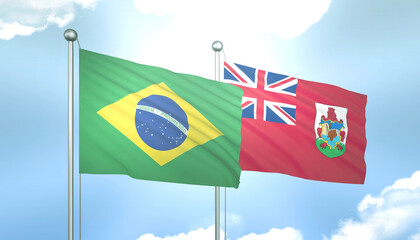 Brazil and Bermuda Flag Together A Concept of Relations