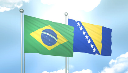 Brazil and Bosnia Flag Together A Concept of Relations