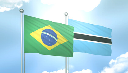 Brazil and Botswana Flag Together A Concept of Relations