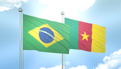 Brazil and Cameroon Flag Together A Concept of Relations