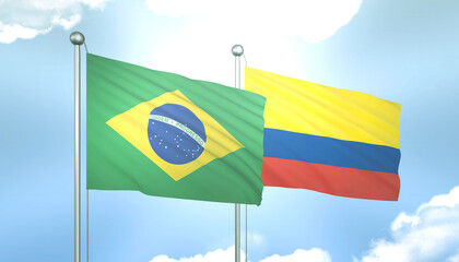 Brazil and Colombia Flag Together A Concept of Relations