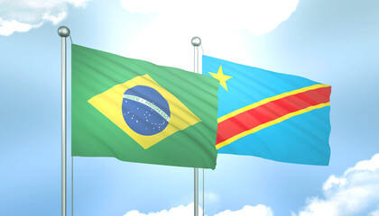 Brazil and Congo Democratic Flag Together A Concept of Relations
