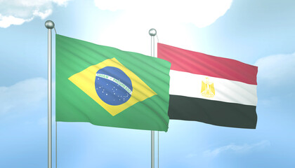 Brazil and Egypt Flag Together A Concept of Relations