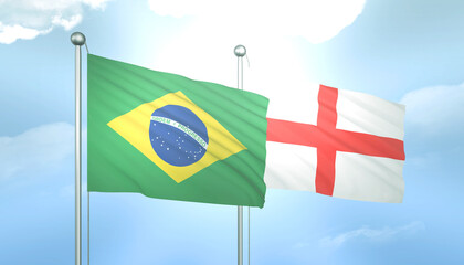 Brazil and England Flag Together A Concept of Relations