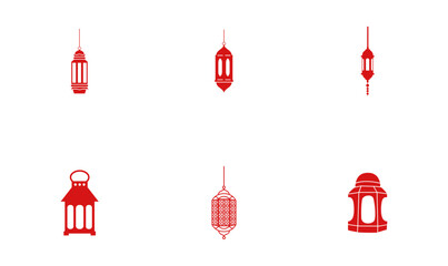 Fototapeta na wymiar Islamic Lamps Vectors Icon Set