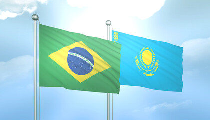 Brazil and Kazakhstan Flag Together A Concept of Relations