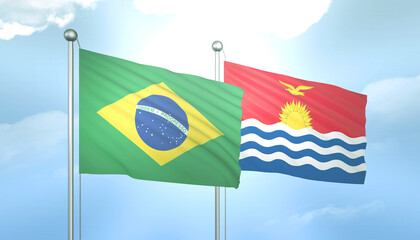 Brazil and Kiribati Flag Together A Concept of Relations