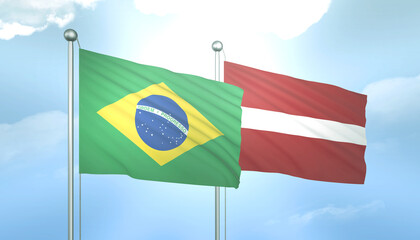 Brazil and Latvia Flag Together A Concept of Relations