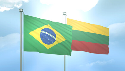 Brazil and Lithuania Flag Together A Concept of Relations
