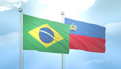 Brazil and Liechtenstein Flag Together A Concept of Relations