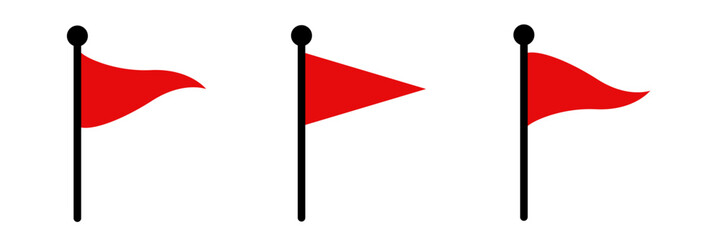 Triangle flags. Red color flag set