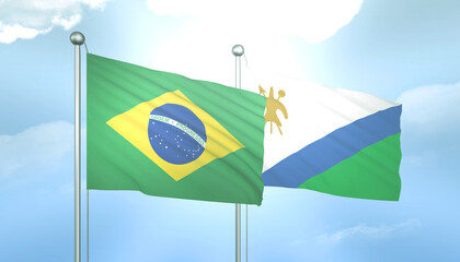 Brazil and Lesotho Flag Together A Concept of Relations