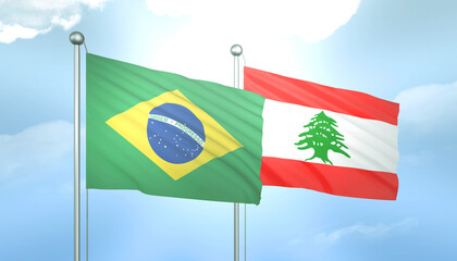 Brazil and Lebanon Flag Together A Concept of Relations