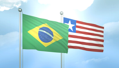 Brazil and Liberia Flag Together A Concept of Relations