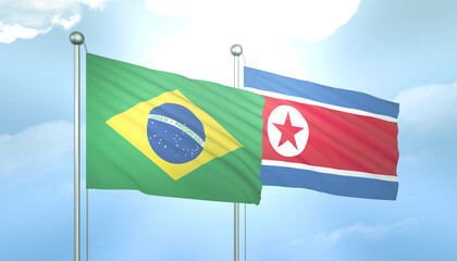 Brazil and North Korea Flag Together A Concept of Relations