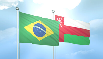 Brazil and Oman Flag Together A Concept of Relations