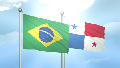 Brazil and Panama Flag Together A Concept of Relations