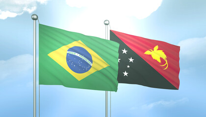 Brazil and Papua New Guinea Flag Together A Concept of Relations