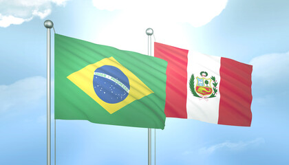 Brazil and Peru Flag Together A Concept of Relations