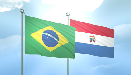 Brazil and Paraguay Flag Together A Concept of Relations