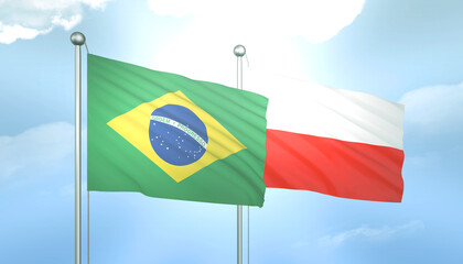 Brazil and Poland Flag Together A Concept of Relations