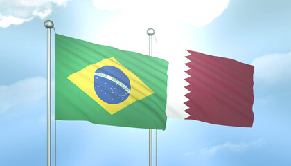 Brazil and Qatar Flag Together A Concept of Relations