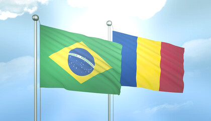 Brazil and Romania Flag Together A Concept of Relations