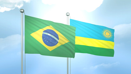 Brazil and Rwanda Flag Together A Concept of Relations