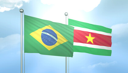 Brazil and Suriname Flag Together A Concept of Relations
