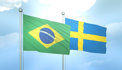 Brazil and Sweden Flag Together A Concept of Relations