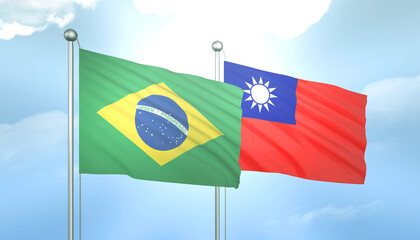 Brazil and Taiwan Flag Together A Concept of Relations
