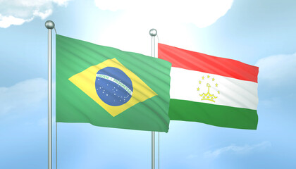Brazil and Tajikistan Flag Together A Concept of Relations