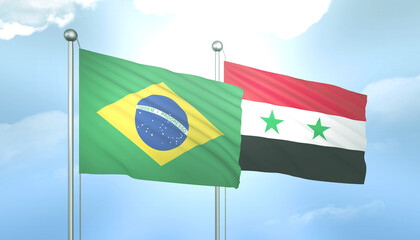 Brazil and Syria Flag Together A Concept of Relations